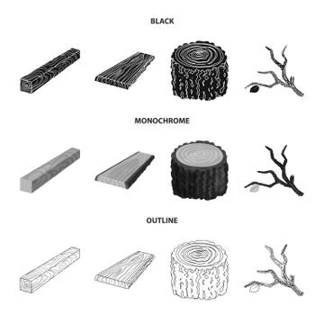 Isolated object of tree and raw sign. Set of tree and construction stock symbol 스톡 일러스트