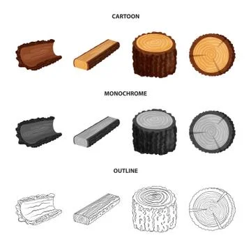 Isolated object of tree and raw logo. Collection of tree and construction vector Illustrazione stock
