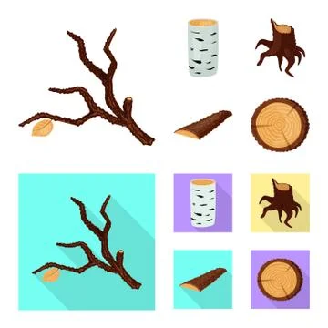Isolated object of tree and raw symbol. Collection of tree and construction 스톡 일러스트