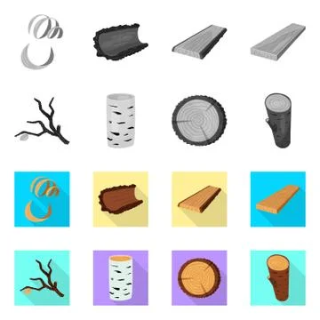 Isolated object of tree and raw sign. Set of tree and construction stock vector Illustrazione stock