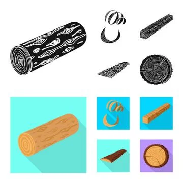 Isolated object of tree and raw icon. Set of tree and construction stock vector 스톡 일러스트