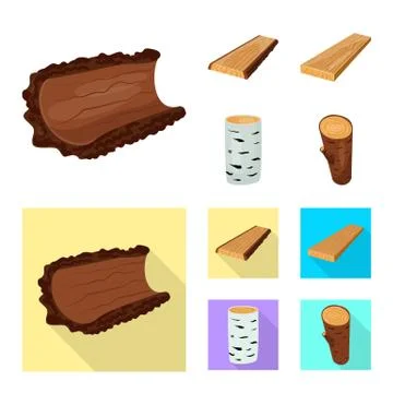 Isolated object of tree and raw logo. Collection of tree and construction stock 스톡 일러스트