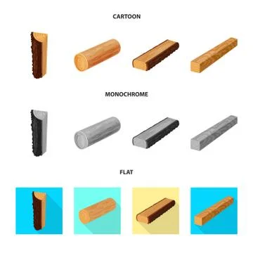 Isolated object of tree and raw logo. Collection of tree and construction vector Stock Illustration