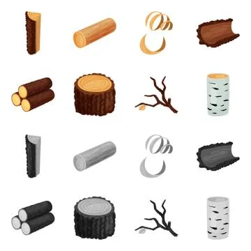 Isolated object of tree and raw icon. Set of tree and construction vector icon Illustrazione stock