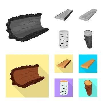 Isolated object of tree and raw icon. Set of tree and construction vector icon Stock Illustration