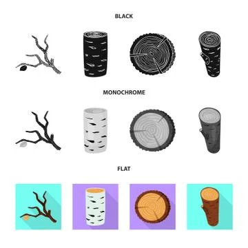 Isolated object of tree and raw sign. Set of tree and construction stock symbol Stock Illustration