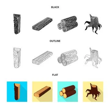 Isolated object of tree and raw sign. Set of tree and construction vector icon Stock Illustration