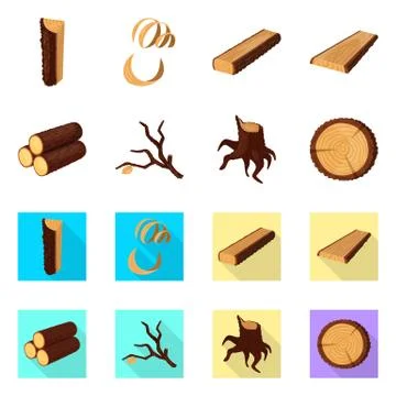 Isolated object of tree and raw sign. Set of tree and construction vector icon 스톡 일러스트