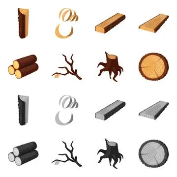 Isolated object of tree and raw logo. Set of tree and construction vector icon 스톡 일러스트