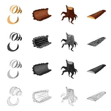 Isolated object of tree and raw logo. Collection of tree and construction vector 스톡 일러스트
