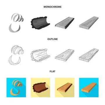 Isolated object of tree and raw symbol. Set of tree and construction vector icon Illustrazione stock