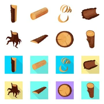 Isolated object of tree and raw sign. Set of tree and construction vector icon Stock Illustration