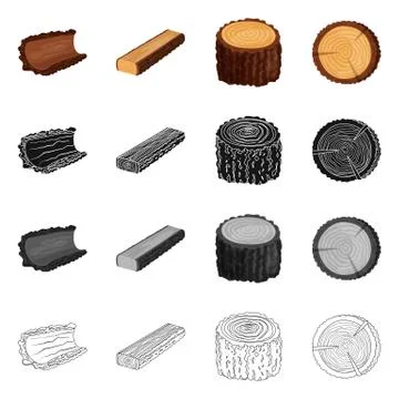 Isolated object of tree and raw icon. Set of tree and construction vector icon Stock Illustration