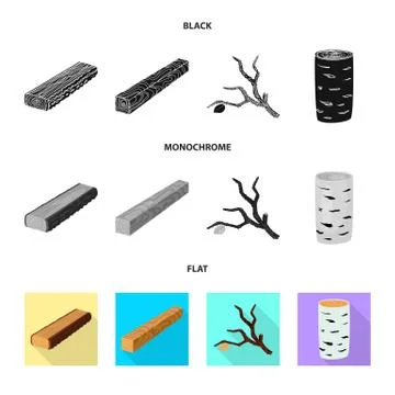 Isolated object of tree and raw logo. Set of tree and construction stock vector Illustrazione stock