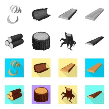Isolated object of tree and raw icon. Collection of tree and construction vector 스톡 일러스트