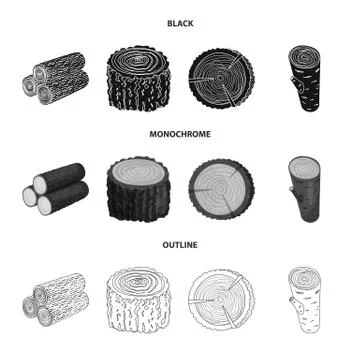 Isolated object of tree and raw symbol. Collection of tree and construction Stock Illustration