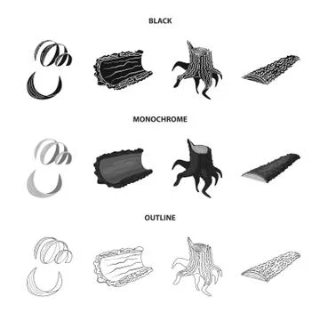 Isolated object of tree and raw symbol. Collection of tree and construction Stock Illustration