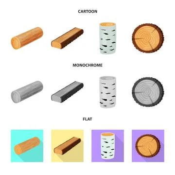 Isolated object of tree and raw logo. Set of tree and construction vector icon Stock Illustration