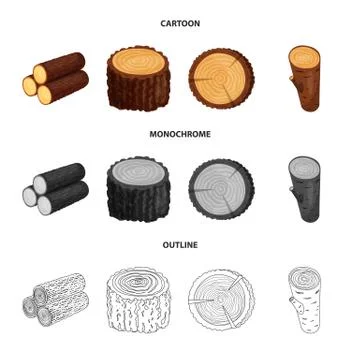 Isolated object of tree and raw logo. Collection of tree and construction stock Illustrazione stock