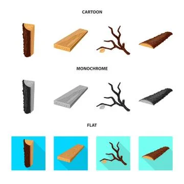 Isolated object of tree and raw logo. Set of tree and construction stock vector Stock Illustration