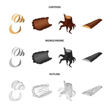 Isolated object of tree and raw logo. Collection of tree and construction stock Illustrazione stock
