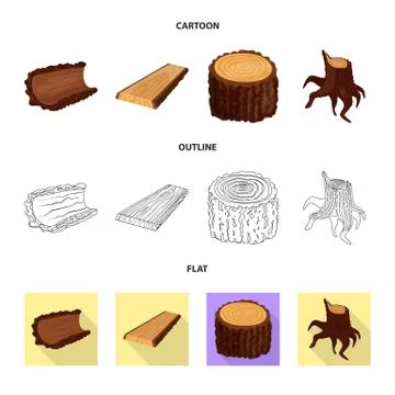 Isolated object of tree and raw logo. Set of tree and construction vector icon 스톡 일러스트