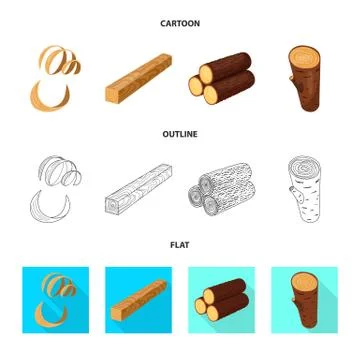 Isolated object of tree and raw sign. Collection of tree and construction stock Stock Illustration