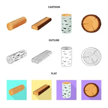 Isolated object of tree and raw logo. Collection of tree and construction stock Stock Illustration