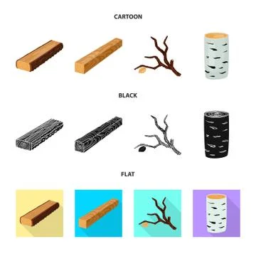 Isolated object of tree and raw logo. Set of tree and construction stock vector 스톡 일러스트