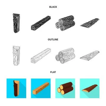 Isolated object of tree and raw logo. Set of tree and construction stock symbol Stock Illustration