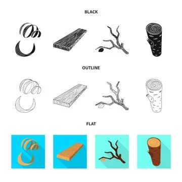 Isolated object of tree and raw logo. Collection of tree and construction vector Stock Illustration