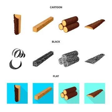 Isolated object of tree and raw icon. Set of tree and construction vector icon Stock Illustration