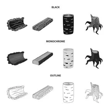 Isolated object of tree and raw logo. Set of tree and construction stock symbol Stock Illustration