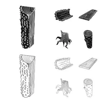 Isolated object of tree and raw logo. Collection of tree and construction vector 스톡 일러스트