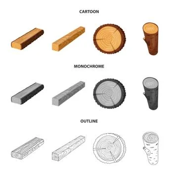 Isolated object of tree and raw icon. Set of tree and construction stock vector 스톡 일러스트