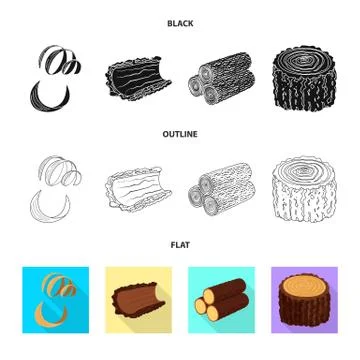 Isolated object of tree and raw icon. Set of tree and construction stock symbol Illustrazione stock