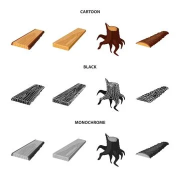 Isolated object of tree and raw symbol. Set of tree and construction vector icon 스톡 일러스트