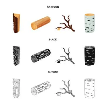 Isolated object of tree and raw sign. Set of tree and construction stock symbol 스톡 일러스트