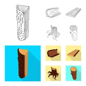 Isolated object of tree and raw symbol. Set of tree and construction vector icon 스톡 일러스트