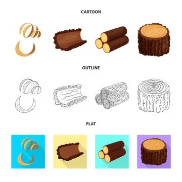 Isolated object of tree and raw logo. Collection of tree and construction vector 스톡 일러스트