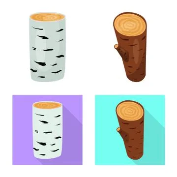 Isolated object of tree and raw icon. Collection of tree and construction vector 스톡 일러스트