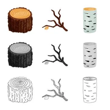 Isolated object of tree and raw logo. Set of tree and construction vector icon Illustrazione stock