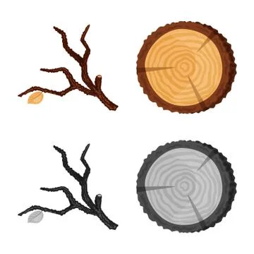 Isolated object of tree and raw symbol. Set of tree and construction vector icon 스톡 일러스트