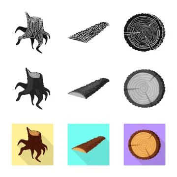Isolated object of tree and raw logo. Collection of tree and construction vector Stock Illustration