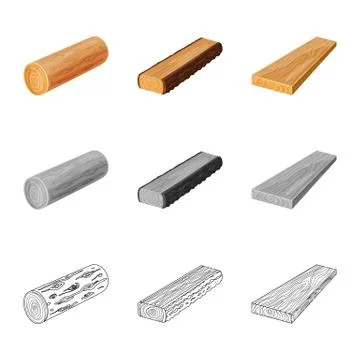 Isolated object of tree and raw logo. Set of tree and construction vector icon 스톡 일러스트