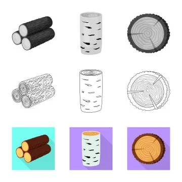 Isolated object of tree and raw icon. Set of tree and construction vector icon Stock Illustration