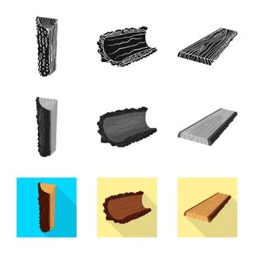 Isolated object of tree and raw symbol. Set of tree and construction stock 스톡 일러스트