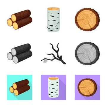 Isolated object of tree and raw sign. Set of tree and construction stock vector Stock Illustration