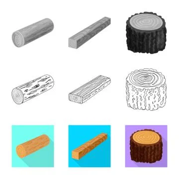 Isolated object of tree and raw logo. Set of tree and construction vector icon Stock Illustration