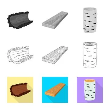 Isolated object of tree and raw logo. Set of tree and construction vector icon Stock Illustration